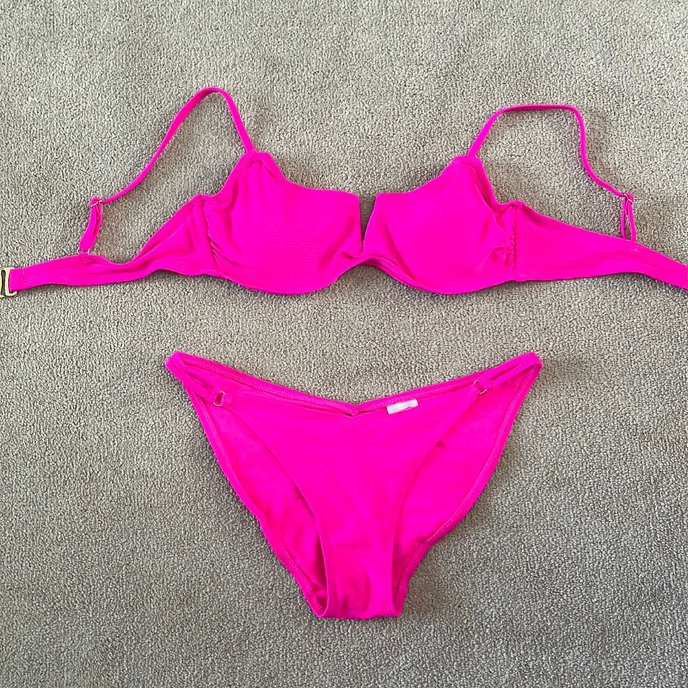 neon pink bathing suit